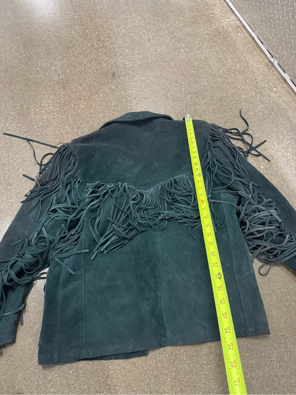 Fringed Suede Western Jacket - Dark Green men Sz 42 schott rancher